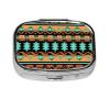 2 Compartment Small Pill Case for Purse or Pocket Pill for Travel Gifts (Geometric Ethnic Tribal Navajo Aztec) view 1