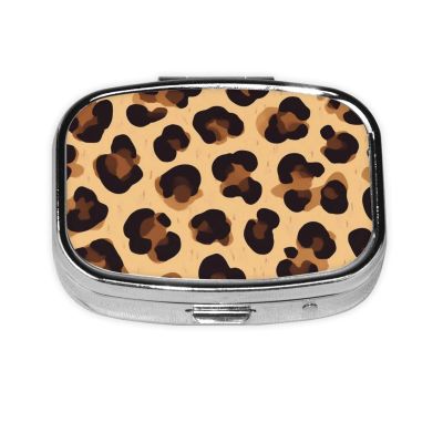 2 Compartment Small Pill Case for Purse or Pocket Pill for Travel Gifts (Cool Cheetah Leopard Print)