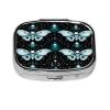 2 Compartment Medicine Pill Case for Purse & Pocket Metal Travel Pill Box (Occultism Goth Moth Dead Skull Moon) view 1