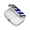 2 Compartment Medicine Pill Case for Purse & Pocket Metal Travel Pill Box (Thin Blue Line American Flag) view 2