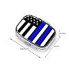 2 Compartment Medicine Pill Case for Purse & Pocket Metal Travel Pill Box (Thin Blue Line American Flag) view 3