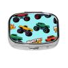 2 Compartments Travel Pill Organizer Box for Pocket Purse Daily Pill Holder Container for Medicine Vitamin (Monster Truck Cartoon) view 1