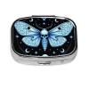 2 Compartments Travel Pill Organizer Box Small Pill Case for Pocket Purse for Medicine Vitamin (Goth Moth Dead Skull Moon) view 1
