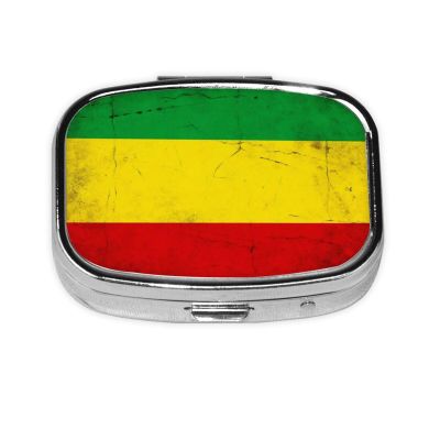 2 Compartments Travel Pill Case Red Yellow Green Rasta Flag for Pocket Purse Portable Pill Container Medicine Vitamin Organizer