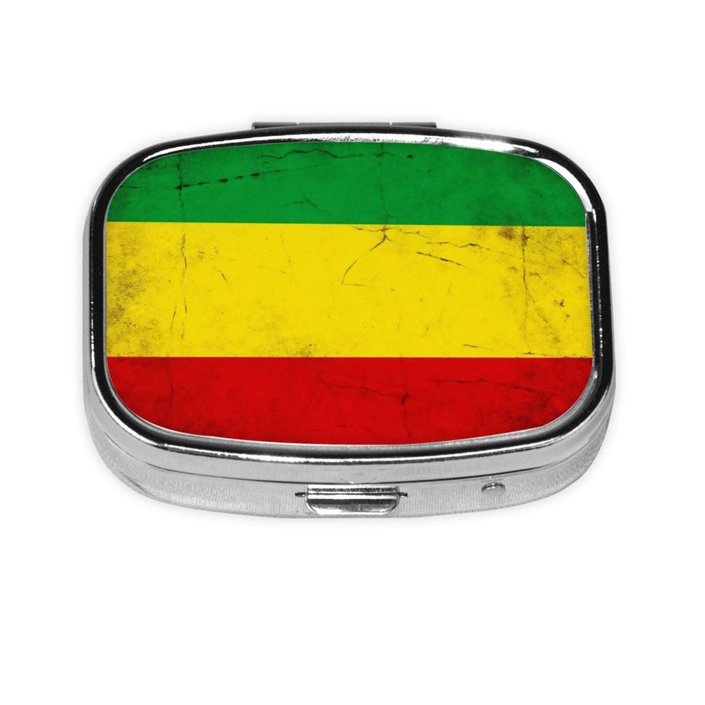 2 Compartments Travel Pill Case Red Yellow Green Rasta Flag for Pocket Purse Portable Pill Container Medicine Vitamin Organizer