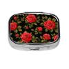 2 Compartments Travel Pill Organizer Box for Pocket Purse Daily Pill Holder Container for Medicine Vitamin (Floral Flowers Black Red Roses) view 1
