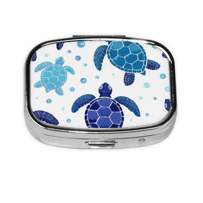 2 Compartments Travel Pill Case Vintage Sea Turtle for Pocket Purse Portable Pill Container Medicine Vitamin Organizer