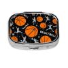 2 Compartments Travel Pill Organizer Box for Pocket Purse Daily Pill Holder Container for Medicine Vitamin (Game Sports Basketball Print) view 1