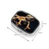2 Compartments Travel Pill Organizer Box Small Pill Case for Pocket Purse for Medicine Vitamin (Cool Bearded Dragon Lizards Animal Black) view 3