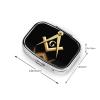 2 Compartments Travel Pill Organizer Box for Pocket Purse Daily Pill Holder Container for Medicine Vitamin (Gold Freemason Freemasonry Masonic) view 3