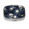 2 Compartments Travel Pill Organizer Box Small Pill Case for Pocket Purse for Medicine Vitamin (Halloween Full Moon Raven Goth Skulls) view 1