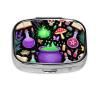 2 Compartment Medicine Pill Case for Purse & Pocket Metal Travel Pill Box (Witch Witchy Mushroom Skull Goth Gothic Black) view 1