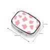 2 Compartment Small Pill Box for Purse & Pocket Metal Travel Pill Box (Cute Cow Print Pink) view 3