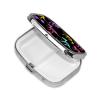 2 Compartment Small Pill Box for Purse & Pocket Metal Travel Pill Box (Dinosaurs Skeletons Colorful Print) view 2