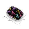 2 Compartment Small Pill Box for Purse & Pocket Metal Travel Pill Box (Dinosaurs Skeletons Colorful Print) view 3