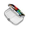 2 Compartments Travel Pill Case Colorful Paint Splash Ink Football Soccer Ball Black for Pocket Purse Portable Pill Container Medicine Vitamin Organizer view 2