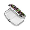 2 Compartment Small Pill Box for Purse & Pocket Metal Travel Pill Box (Trippy Magic Neon Mushrooms) view 2
