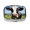 2 Compartment Small Pill Box for Purse & Pocket Metal Travel Pill Box (Cute Milk Cow) view 1