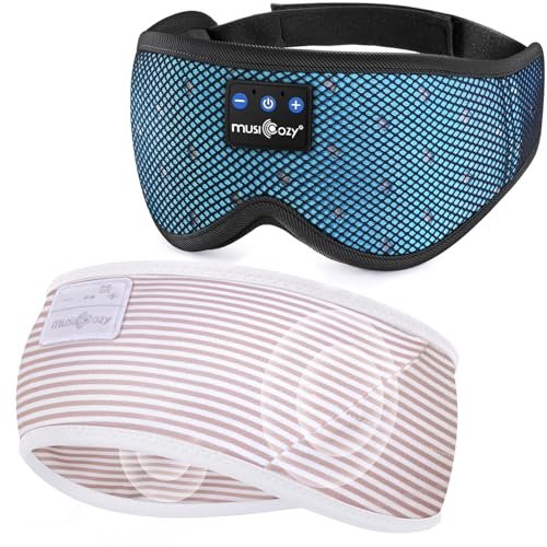 MUSICOZY Sleep Headphones Breathable Sleep Mask Bluetooth 5.4 Wireless Earphones Mask Sleeping Eyemask for Side Sleepers for Women Men Travel Meditation Gift