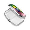 2 Compartment Small Pill Box for Purse & Pocket Metal Travel Pill Box (Brazil and USA American Grunge Flag) view 2