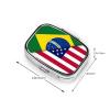 2 Compartment Small Pill Box for Purse & Pocket Metal Travel Pill Box (Brazil and USA American Grunge Flag) view 3