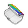 2 Compartment Medicine Pill Case for Purse & Pocket Metal Travel Pill Box (Rainbow Colorful Blocks) view 2