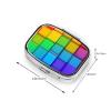 2 Compartment Medicine Pill Case for Purse & Pocket Metal Travel Pill Box (Rainbow Colorful Blocks) view 3