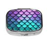 2 Compartments Travel Pill Organizer Purple Turquoise Sparkling Mermaid Scales Pattern Daily Pill Case view 1