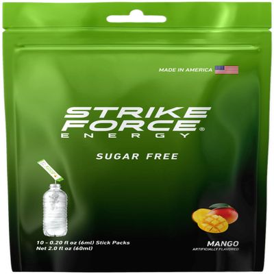 Strike Force Energy Drink Mix - Grape Flavor - Natural Tasting Caffeine Drink - Turn Any Drink into a Healthy Energy Drink - Zero Calories, Keto Friendly, Sugar Free, Pre Workout (10 Count, Mango)