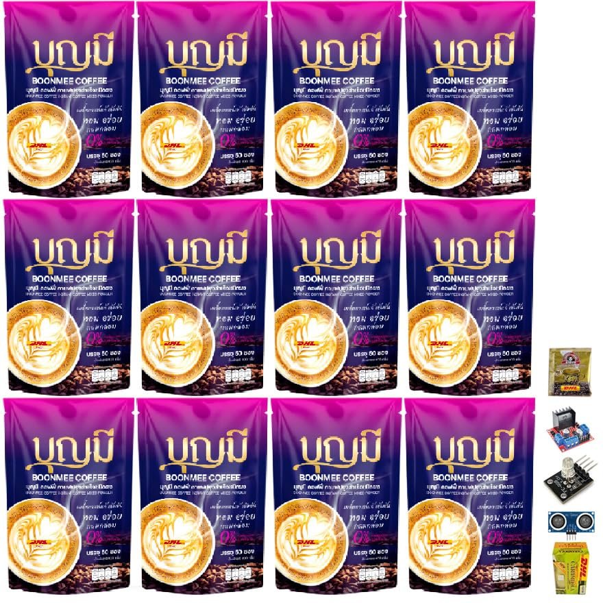 400 grams (50 Sachets) Roasted Snack Delicious Mellow Intense Boonmee Coffee Instant Mix Healthy 18 in 1 Roasted Coffee Set 12 By Beautygoodshop [Get Free For You Beauty Gifts]