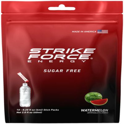 Strike Force Energy Drink Mix - Grape Flavor - Natural Tasting Caffeine Drink - Turn Any Drink into a Healthy Energy Drink - Zero Calories, Keto Friendly, Sugar Free, Pre Workout (10 Count, Watermelon)