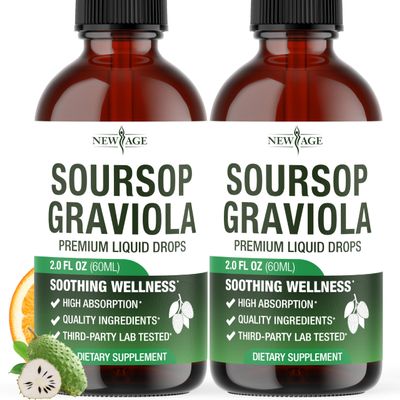 NEW AGE Soursop Drops - Soursop Bitters Liquid with Soursop Fruit and Leaves, Elderberry, Vitamin C and Olive Leaf - Multimineral & Vitamins Superfood - 4 oz