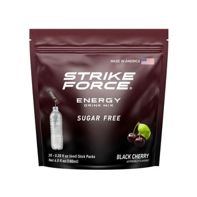 Strike Force Energy Drink Mix - Grape Flavor - Natural Tasting Caffeine Drink - Turn Any Drink into a Healthy Energy Drink - Zero Calories, Keto Friendly, Sugar Free, Pre Workout (30 Count, Black Cherry)