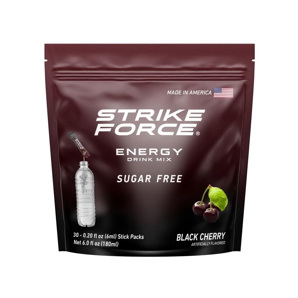 Strike Force Energy Drink Mix - Grape Flavor - Natural Tasting Caffeine Drink - Turn Any Drink into a Healthy Energy Drink - Zero Calories, Keto Friendly, Sugar Free, Pre Workout (30 Count, Black Cherry)