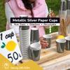 Party Solids Silver Paper Cups 12 oz Durable Disposable Cups 100 Paper Tumblers for Hot Drinks and Cold Drinks Thick 280 GSM Hot Cup for Tea & Coffee Cup To Go Fun Colors for Parties & Events view 2