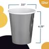 Party Solids Silver Paper Cups 12 oz Durable Disposable Cups 100 Paper Tumblers for Hot Drinks and Cold Drinks Thick 280 GSM Hot Cup for Tea & Coffee Cup To Go Fun Colors for Parties & Events view 3