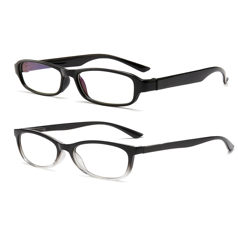 2 Pack Classic Auto Zoom Reading Glasses for Men/Women Rectangle Clear Lens Block blue light Reader