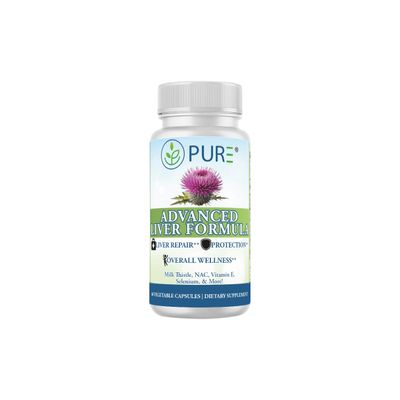 PURE Advanced Liver Formula - 60 Vegetable Capsules, 30 Servings - High Potency Milk Thistle & NAC Detox Supplement - Liver Repair & Protection with Selenium, Zinc & Artichoke - Made in USA