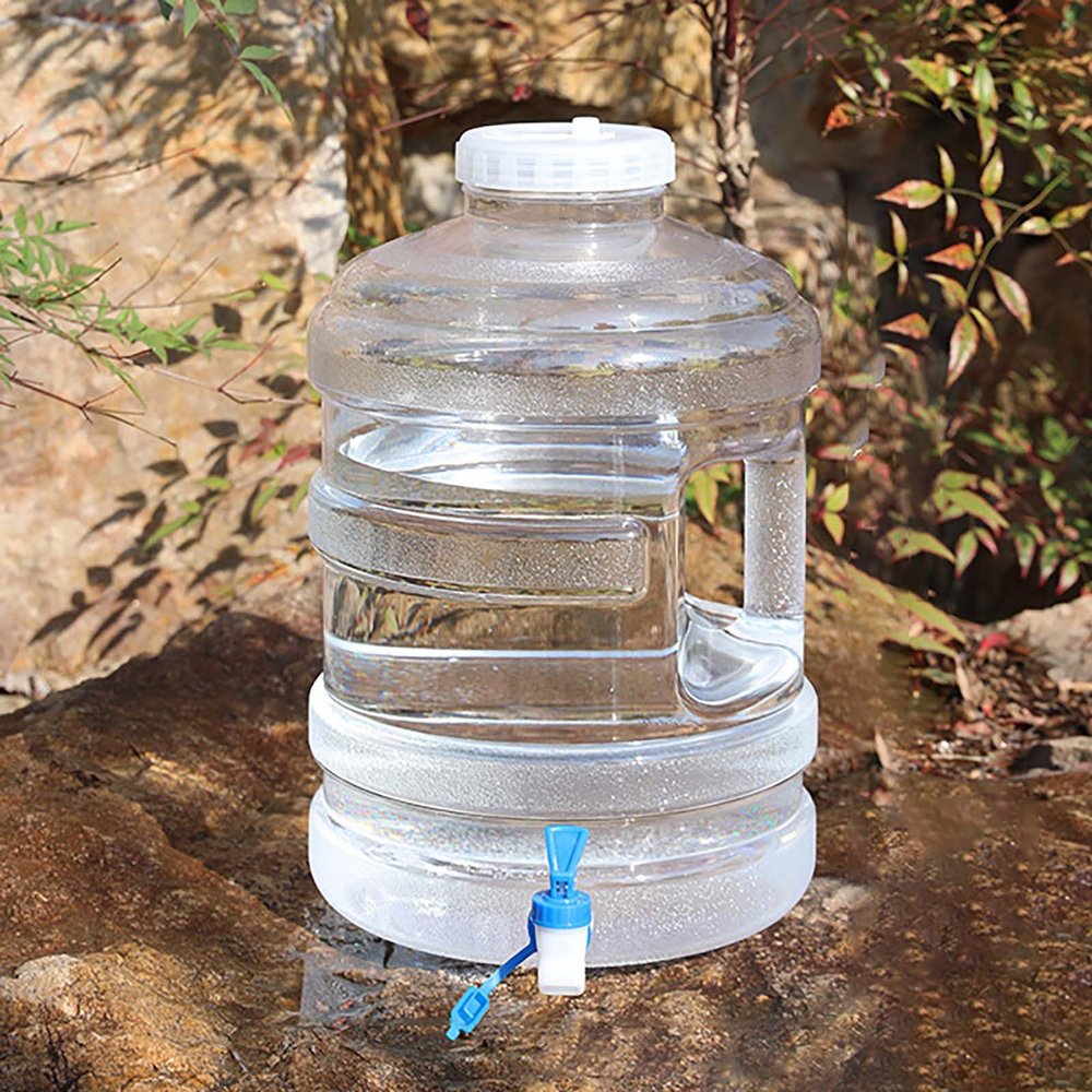 2025 New Water Storage Containers with Faucet, 2 Gallon Large Capacity Camping Water Bottle, Portable Transparent Water Storage Bucket for Home Outdoor Activities Outdoor Sports (Extra large White)