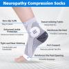 6 Pairs Neuropathy Socks for Women and Men, Nano Soothe Relief Compression Socks Toeless Compression Socks Ankle Compression Sleeve for Arch Support, Plantar Fasciitis Foot Swelling(Gray, L) view 2