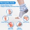 6 Pairs Neuropathy Socks for Women and Men, Nano Soothe Relief Compression Socks Toeless Compression Socks Ankle Compression Sleeve for Arch Support, Plantar Fasciitis Foot Swelling(Gray, L) view 4