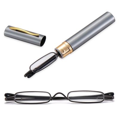 CUIFENGX Presbyopic glasses metal frame ultra-thin men's and women's portable mini reading glasses with box(Strength 1.00,F-red)