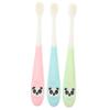 COOLHIYA 3Pcs Cartoon Toothbrush with Soft Silicone Handles Ultra Fine Bristles for Gentle Cleaning Brush Head for Panda Design Teeth Cleaning Tool Random Color