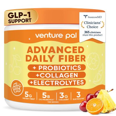 6-in-1 Daily Prebiotic Fiber Powder for Gut & Digestive Health, GLP-1 Friendly, Sugar Free Fiber Supplement Powder with Probiotics, Collagen Peptides & Electrolytes - For Women & Men - 7.8 OZ
