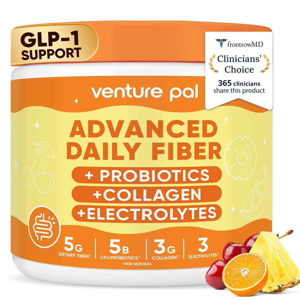 6-in-1 Daily Prebiotic Fiber Powder for Gut & Digestive Health, GLP-1 Friendly, Sugar Free Fiber Supplement Powder with Probiotics, Collagen Peptides & Electrolytes - For Women & Men - 7.8 OZ