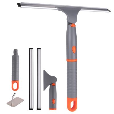 All Purpose 10 inch Shower Squeegee with 2pcs Rubber Wiper Blade Window Squeegee Soft Safe to Clean Shower Door Bathroom Car Windshield Glass Mirrors