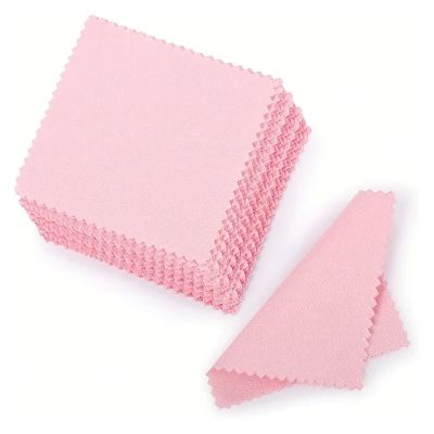 50pcs Pink Jewelry Polishing Cloth, Suitable for Gold, Silver, Mobile Phones, Glasses Soft Cleaning Cloth