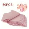 50pcs Pink Jewelry Polishing Cloth, Suitable for Gold, Silver, Mobile Phones, Glasses Soft Cleaning Cloth view 2