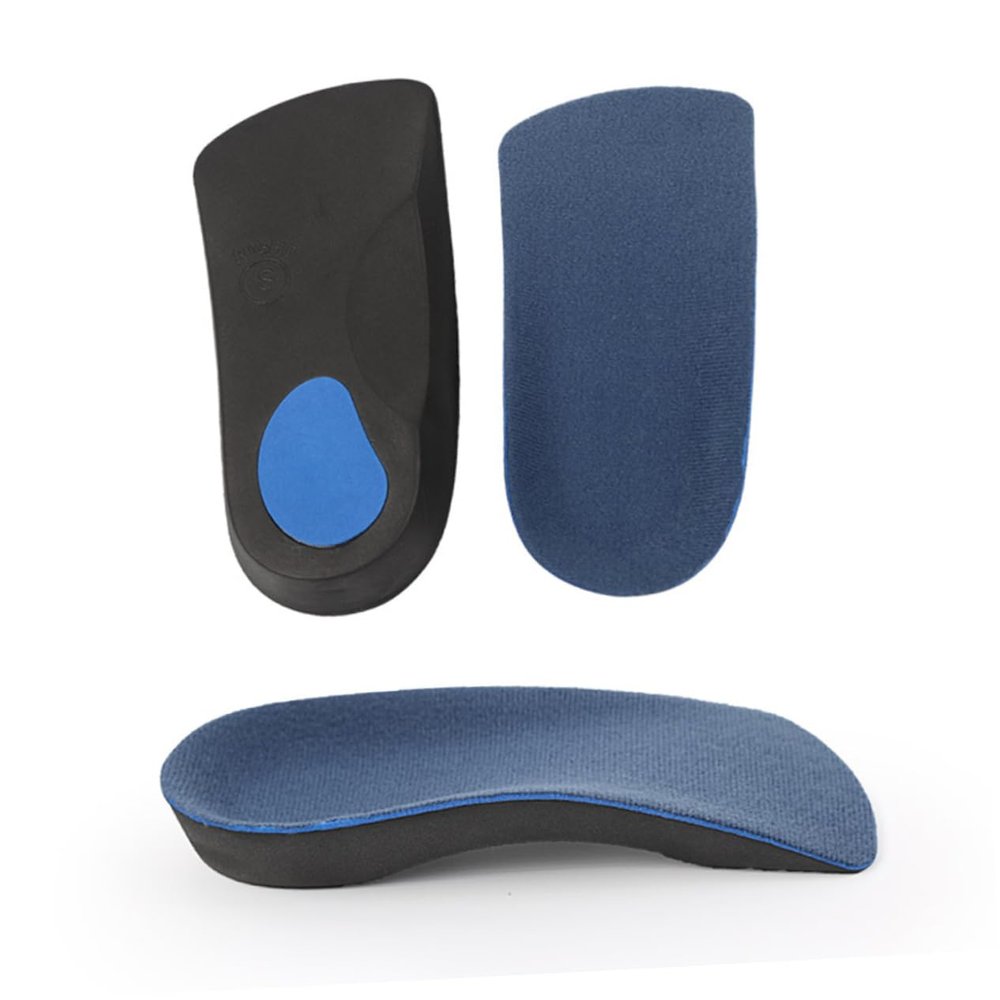 FOYTOKI Eva Orthotic Insoles with Arch Support and Metatarsal Pad for Flat Feet and Plantar Fasciitis Cushion Heel and Arch Relief Pads for Women Blue and Black