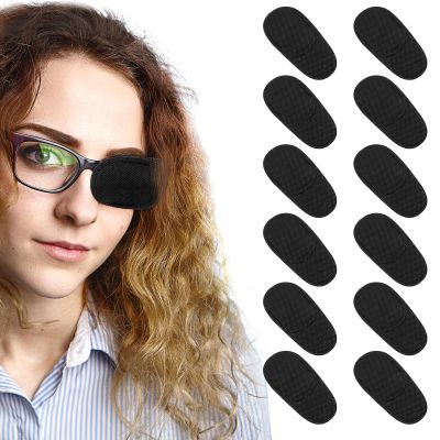 12Pcs Eye Patches Comfortable Left or Right Single Eye Patches Professional Medical One Eye Cover Reusable Black Soft Single Eye Patches for Eyeglass Treat Lazy Amblyopia Strabismus Adults Girls Boys